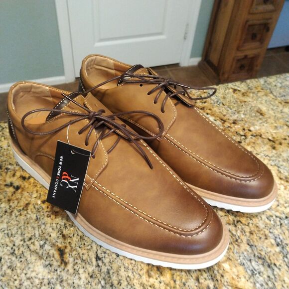 New York & Company Men's Casual Lace Up Leather Shoes Brown Size 12 NWT - Picture 6 of 12
